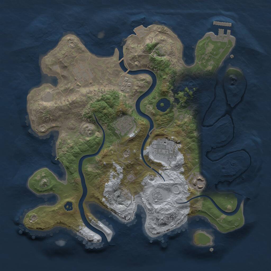 Rust Map: Procedural Map, Size: 3000, Seed: 352623, 10 Monuments