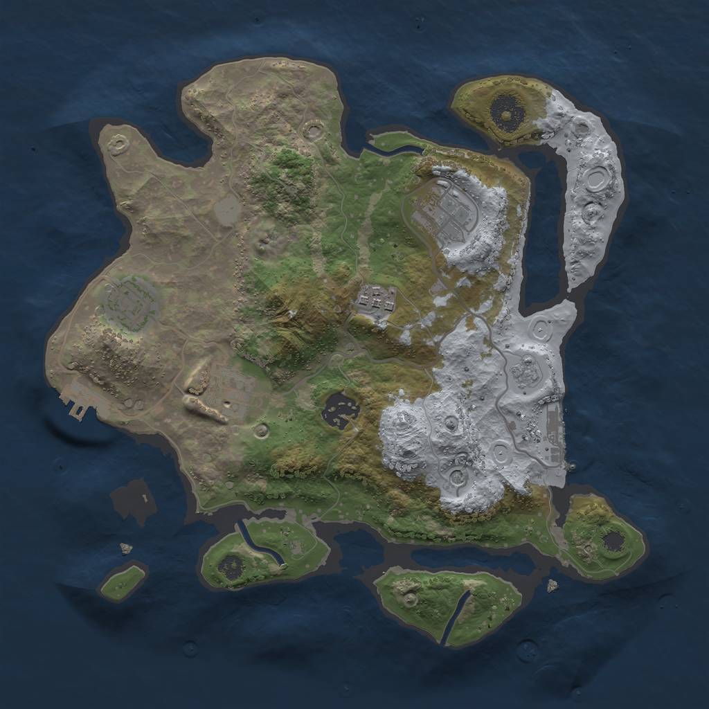 Rust Map: Procedural Map, Size: 3000, Seed: 1976163989, 14 Monuments