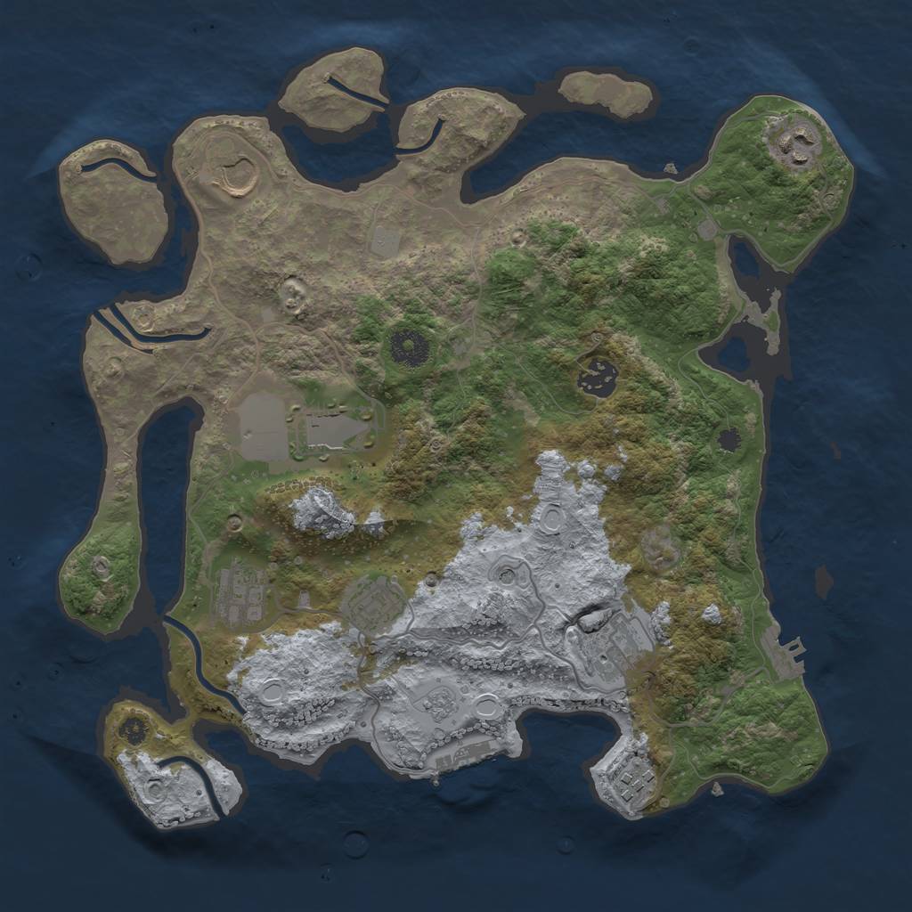 Rust Map: Procedural Map, Size: 3500, Seed: 454125967, 17 Monuments