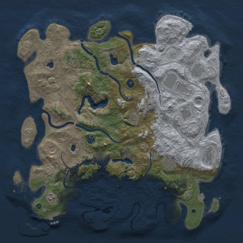 Rust Map: Procedural Map, Size: 4500, Seed: 603841341, 17 Monuments