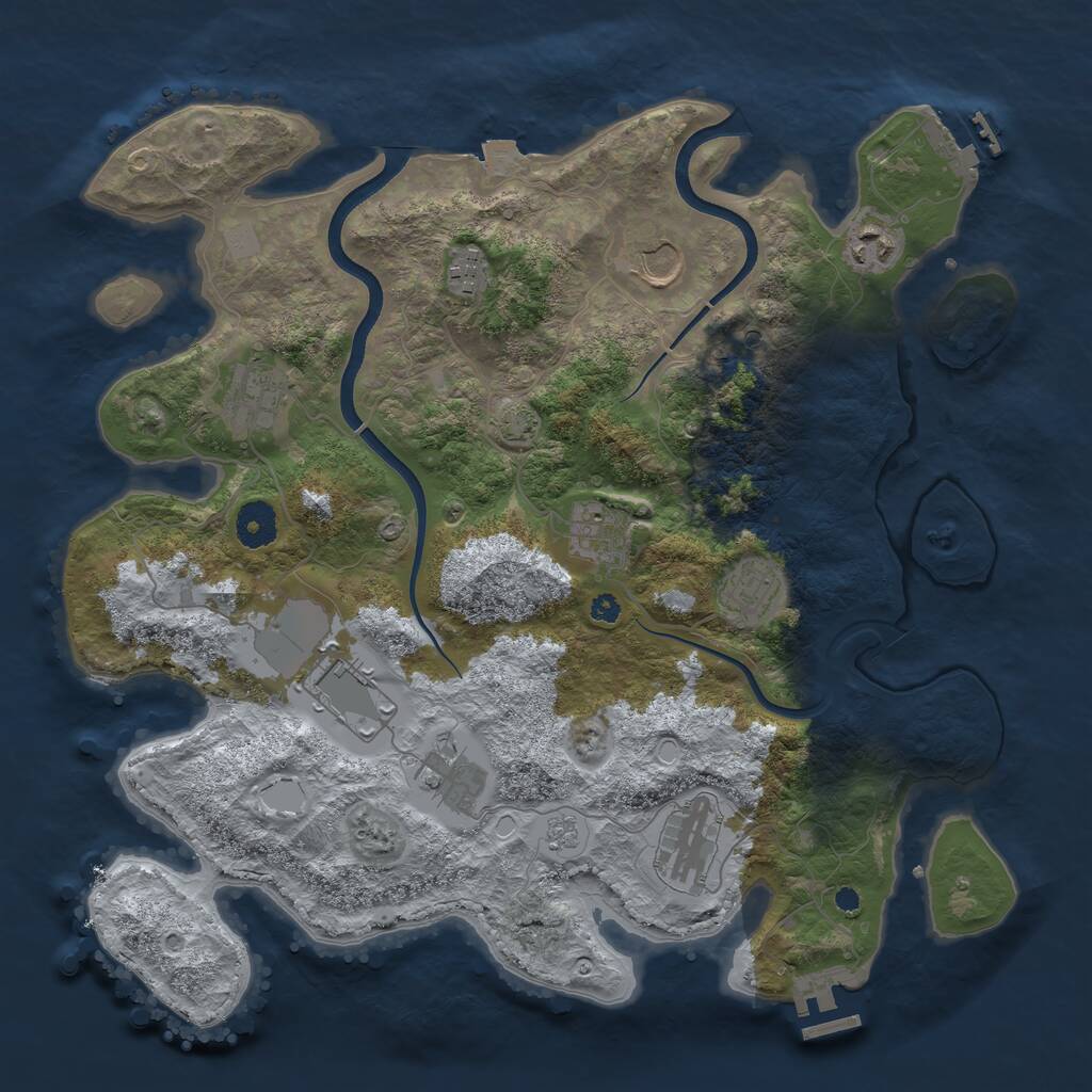 Rust Map: Procedural Map, Size: 3700, Seed: 557706689, 15 Monuments