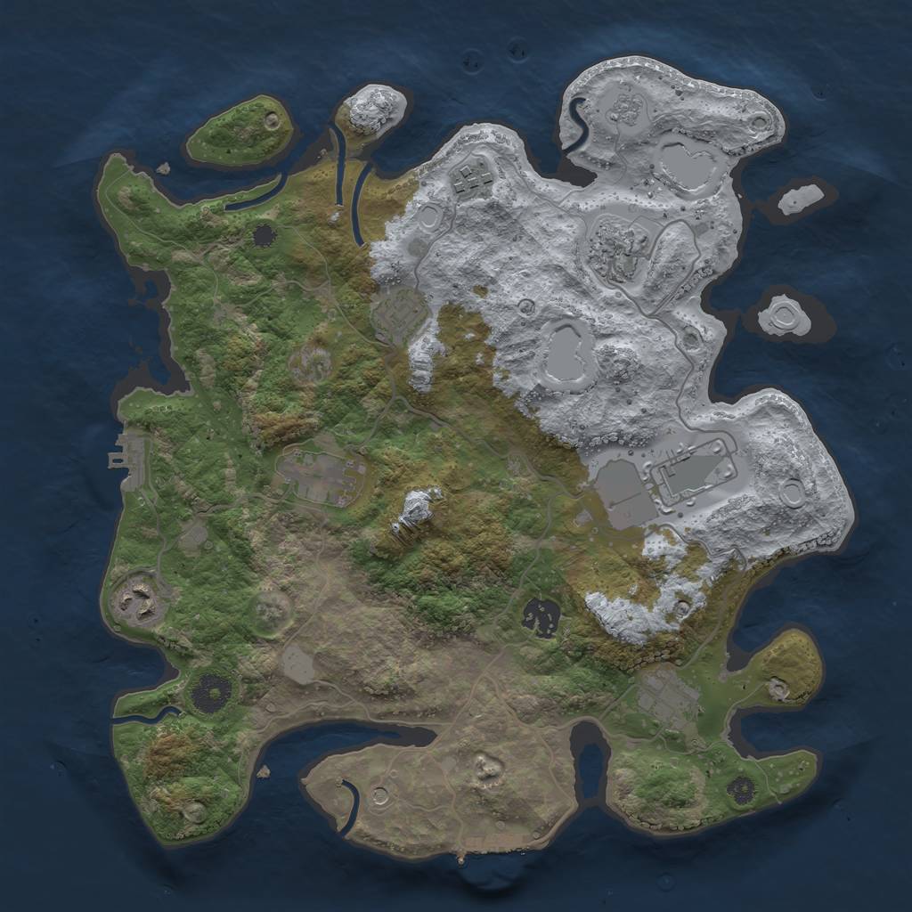 Rust Map: Procedural Map, Size: 3500, Seed: 56614496, 17 Monuments