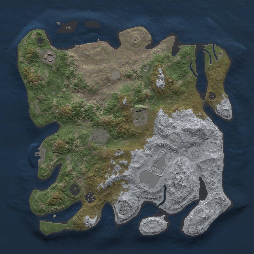 Rust Map: Procedural Map, Size: 3500, Seed: 65855412, 15 Monuments