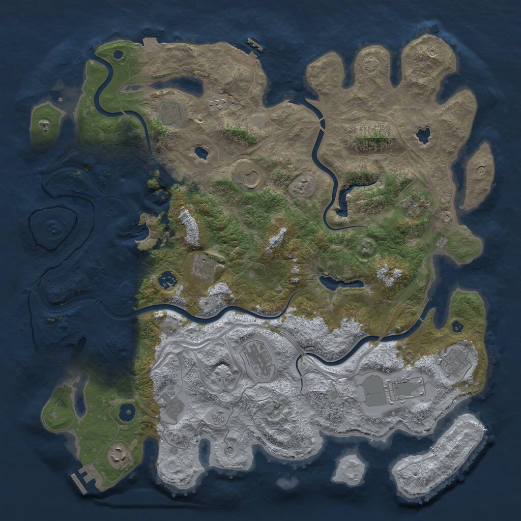 Rust Map: Procedural Map, Size: 4500, Seed: 1165812363, 17 Monuments