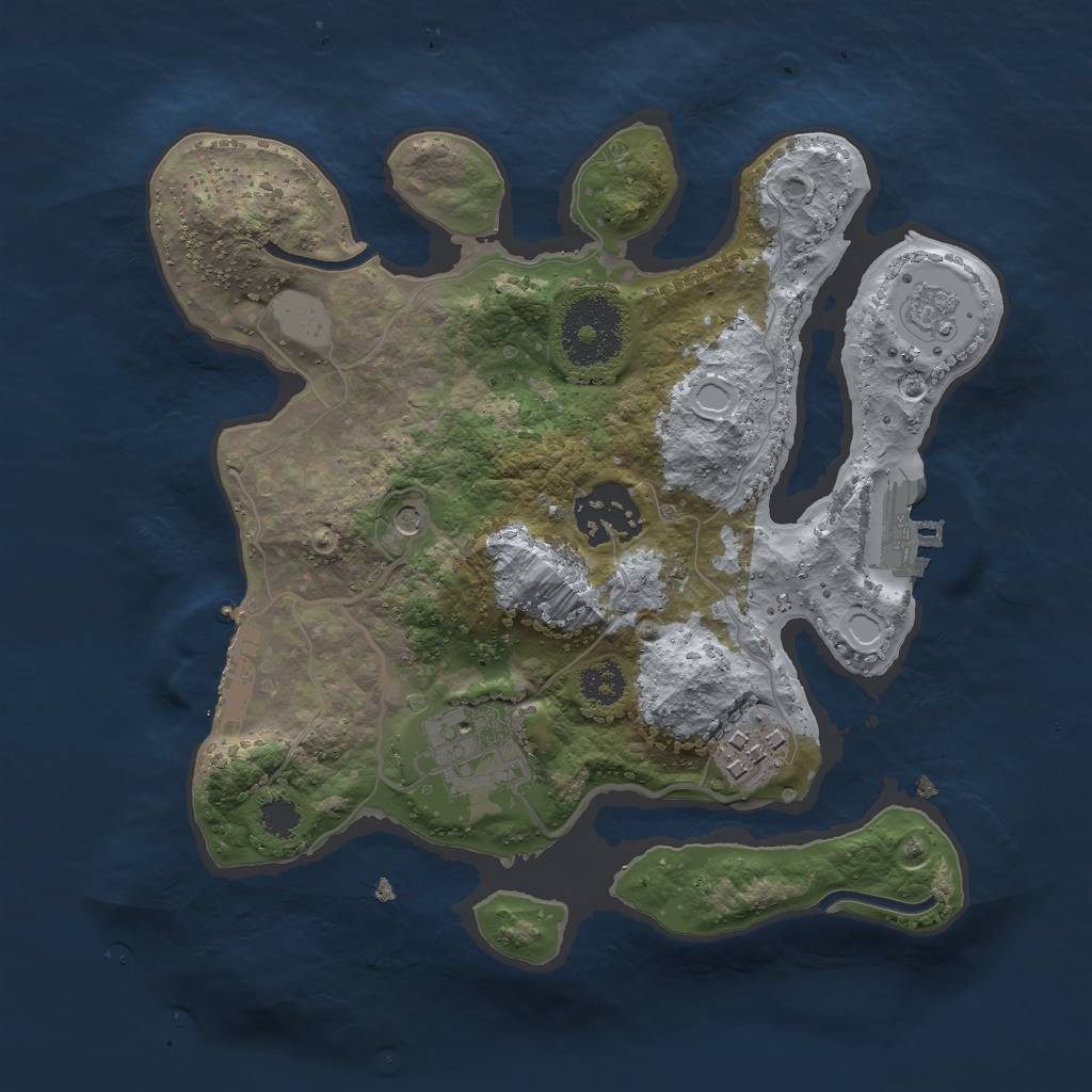 Rust Map: Procedural Map, Size: 2500, Seed: 1040933031, 12 Monuments