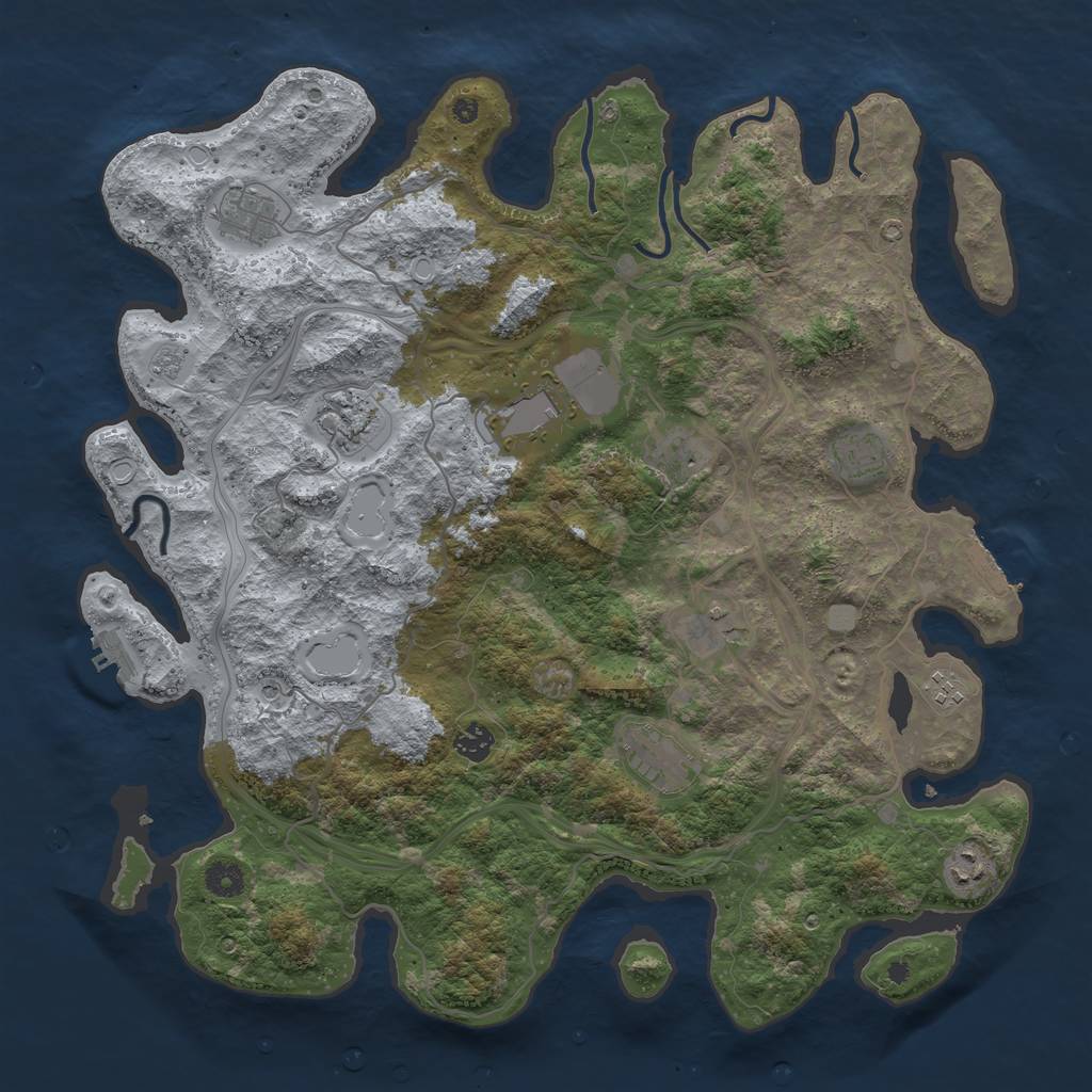 Rust Map: Procedural Map, Size: 4300, Seed: 1895579061, 19 Monuments