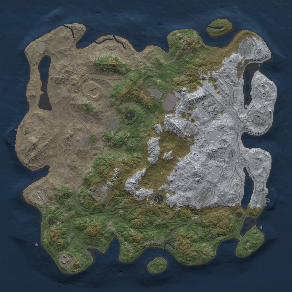 Rust Map: Procedural Map, Size: 4500, Seed: 1434300588, 20 Monuments