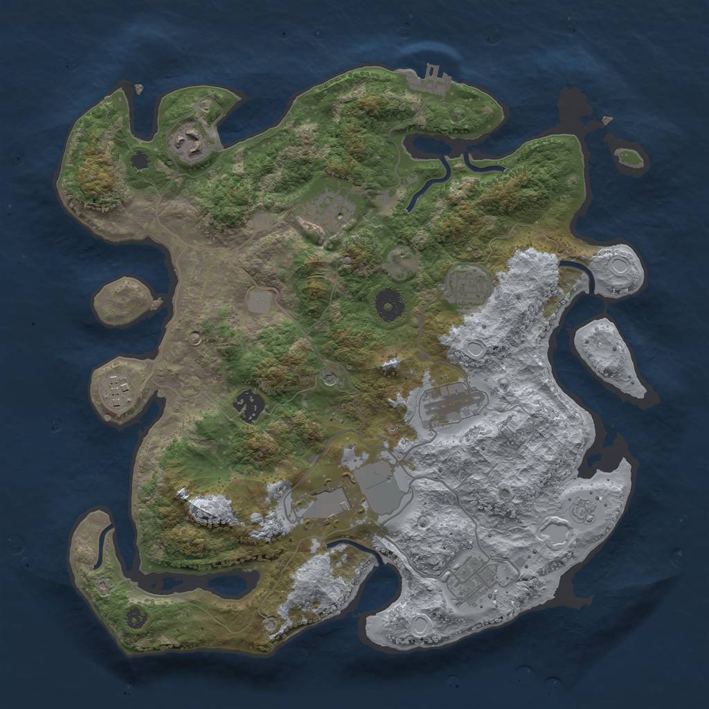 Rust Map: Procedural Map, Size: 3500, Seed: 183265, 16 Monuments