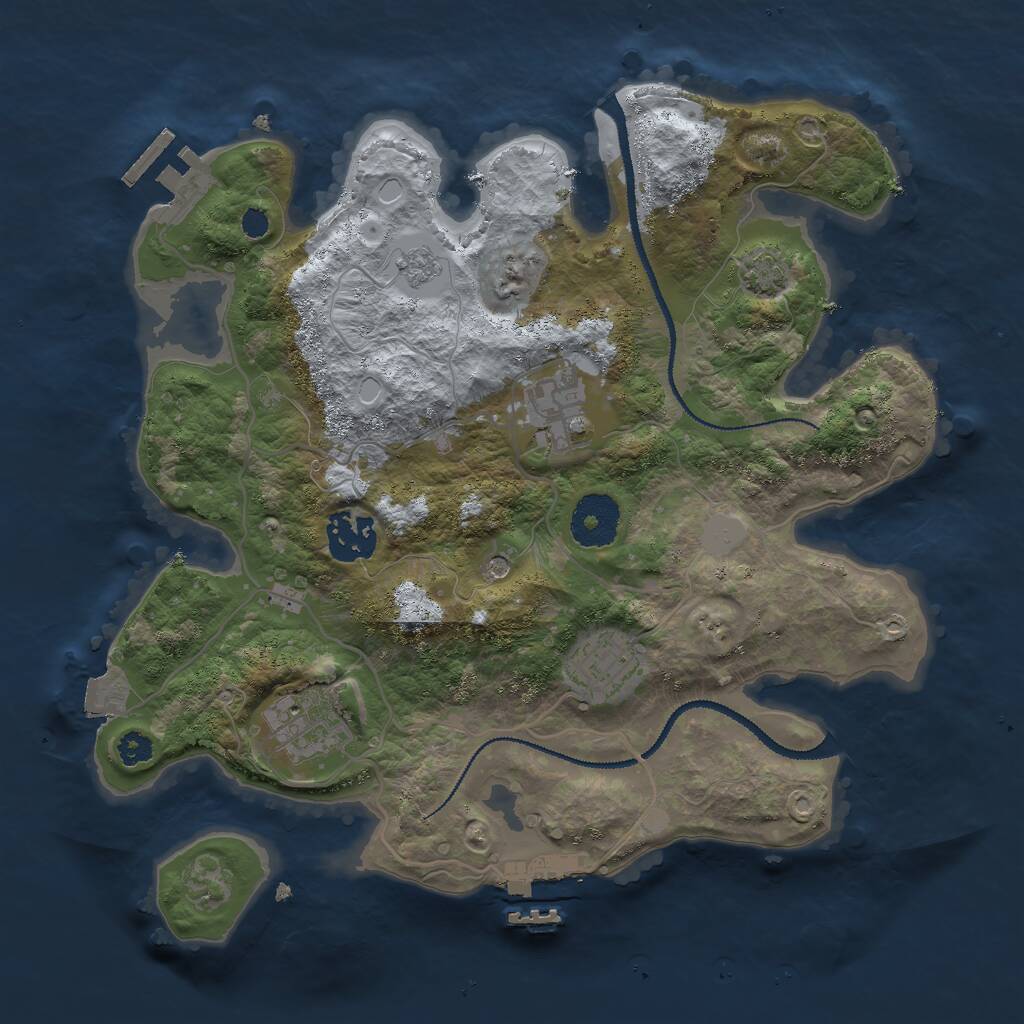 Rust Map: Procedural Map, Size: 3000, Seed: 150276, 10 Monuments