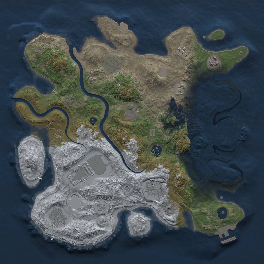 Rust Map: Procedural Map, Size: 3600, Seed: 1917529538, 14 Monuments