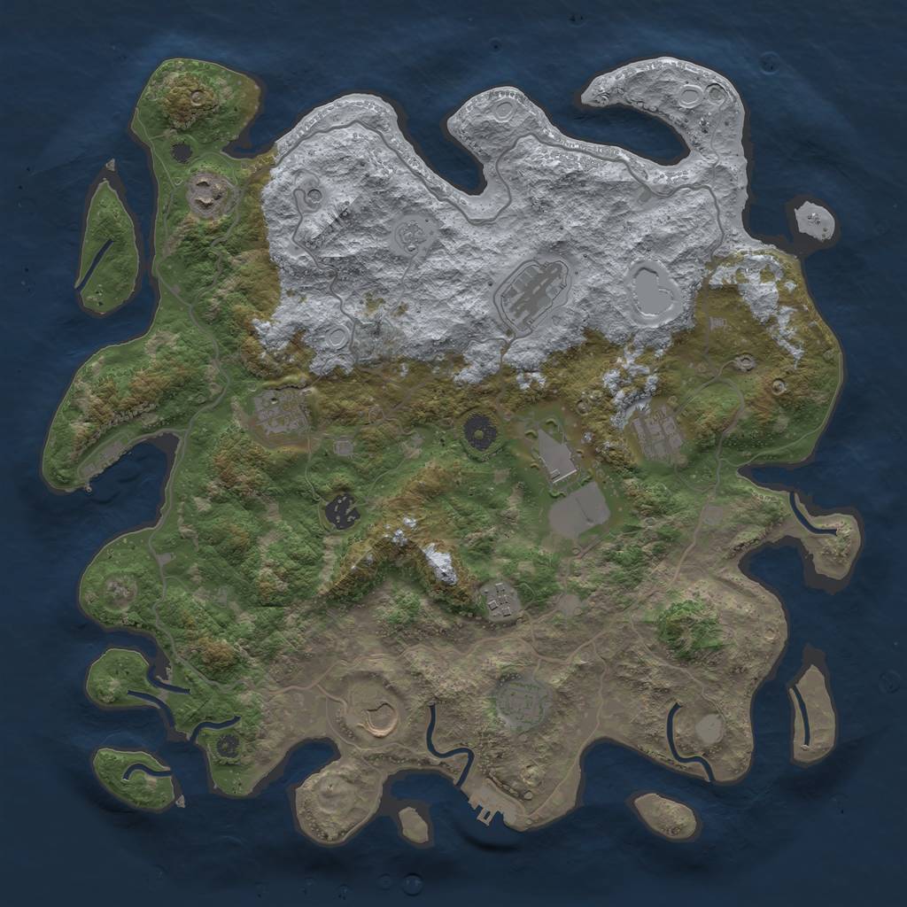 Rust Map: Procedural Map, Size: 4000, Seed: 167512873, 18 Monuments