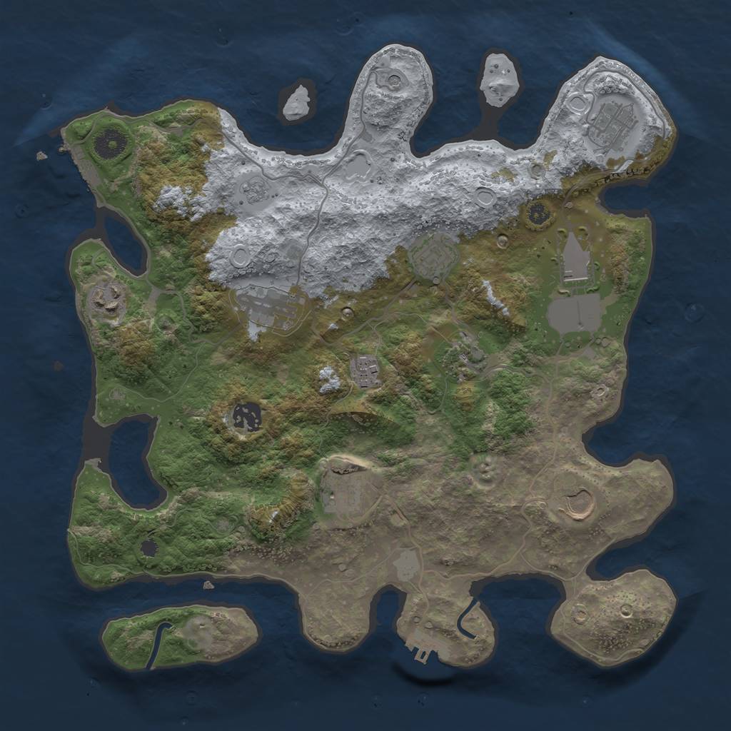 Rust Map: Procedural Map, Size: 3600, Seed: 1457557547, 19 Monuments