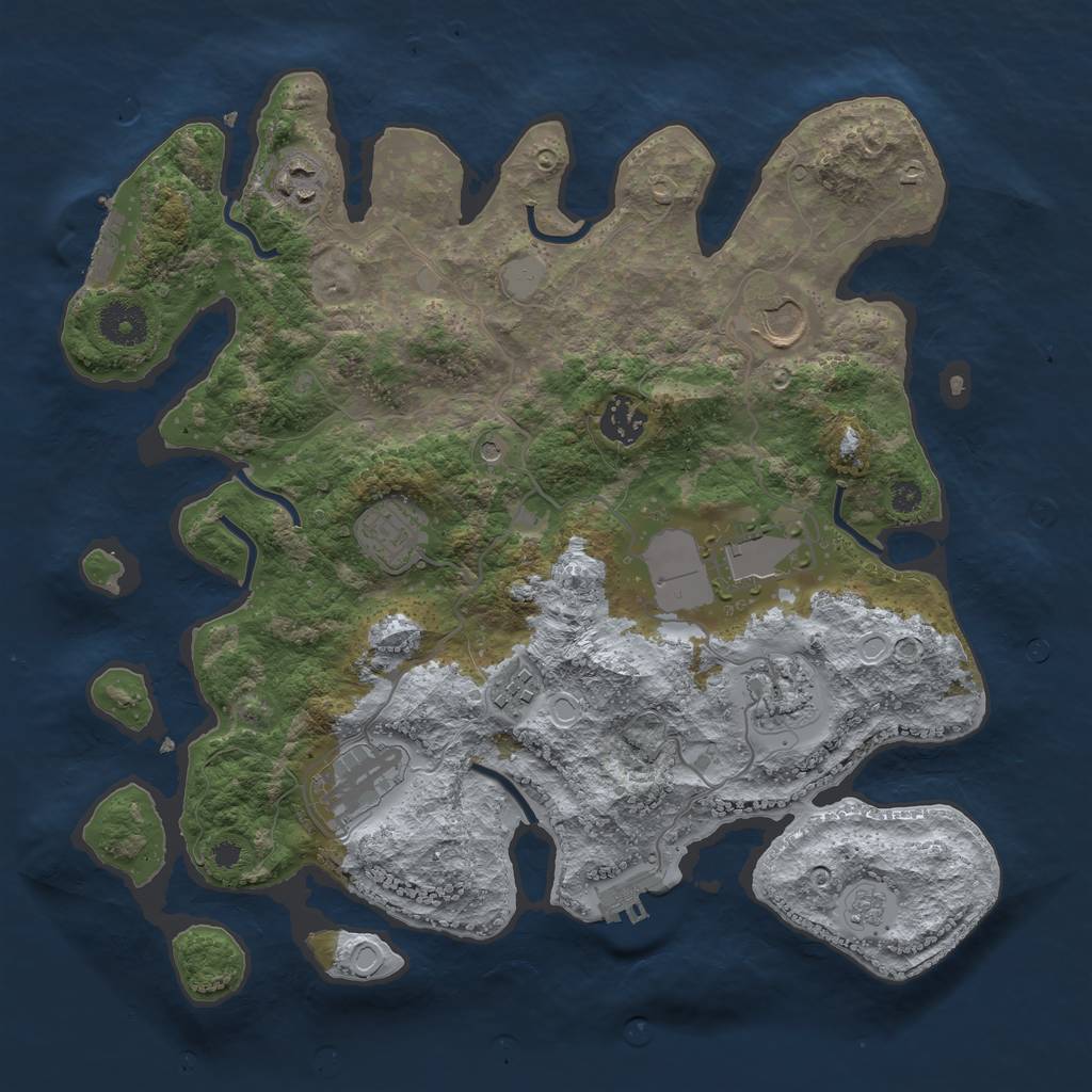 Rust Map: Procedural Map, Size: 3500, Seed: 27762105, 17 Monuments