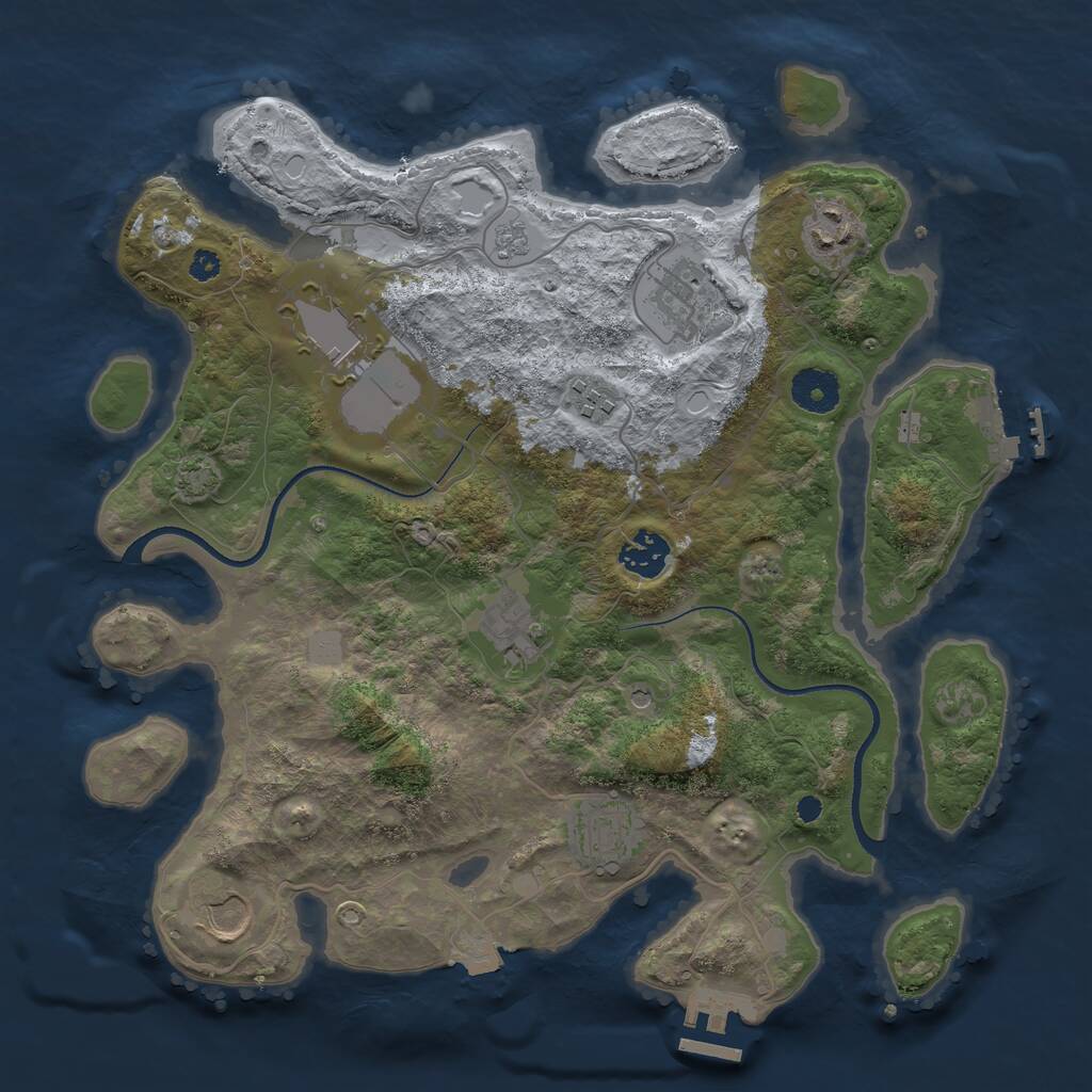 Rust Map: Procedural Map, Size: 3500, Seed: 449626204, 14 Monuments