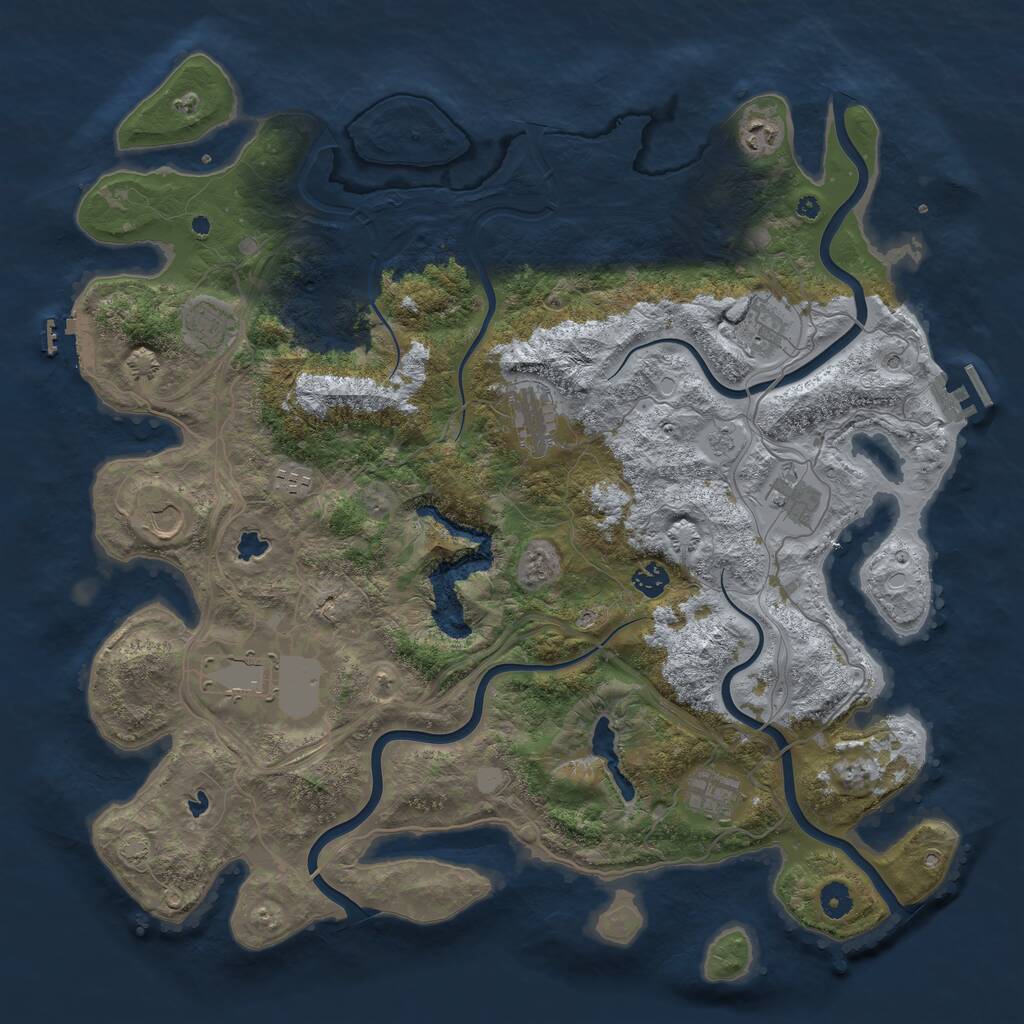 Rust Map: Procedural Map, Size: 4500, Seed: 498970935, 16 Monuments