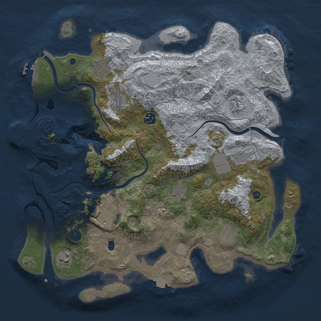 Rust Map: Procedural Map, Size: 4000, Seed: 76025763, 16 Monuments