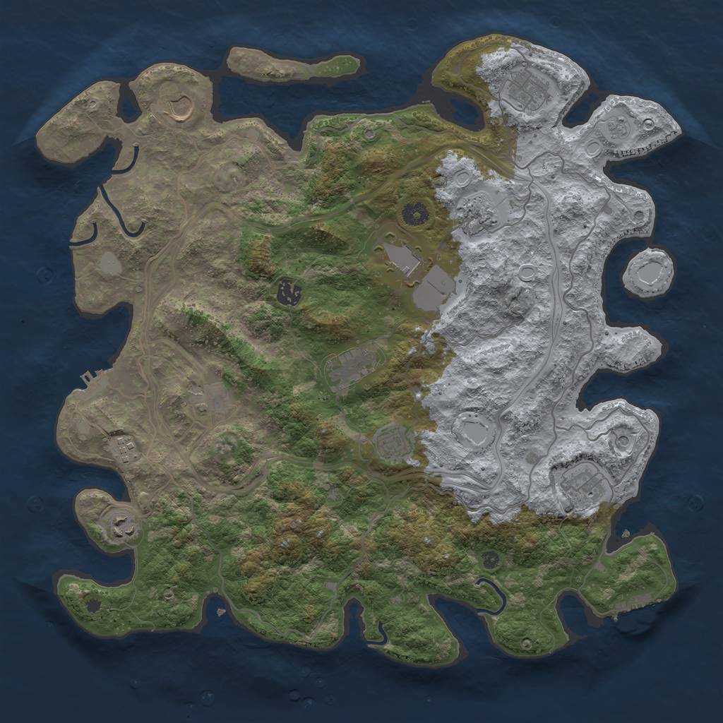 Rust Map: Procedural Map, Size: 4250, Seed: 215867526, 20 Monuments
