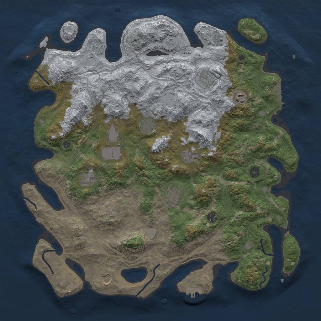 Rust Map: Procedural Map, Size: 4500, Seed: 47627652, 17 Monuments