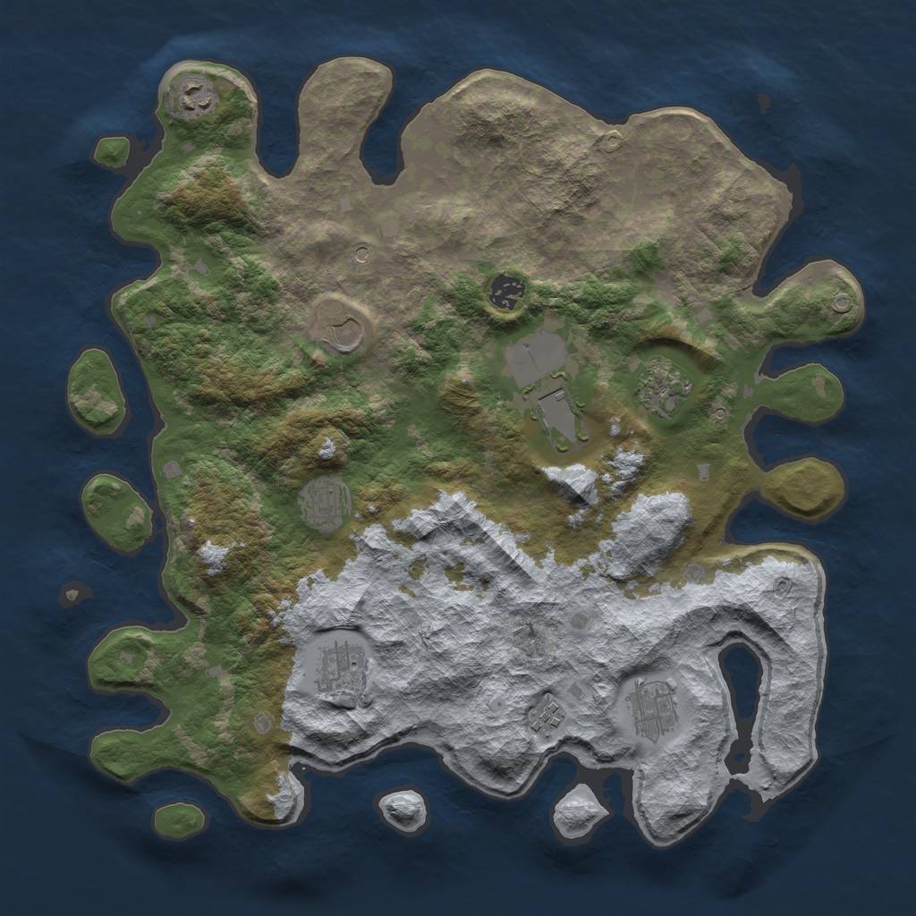 Rust Map: Barren, Size: 4000, Seed: 1236, 12 Monuments