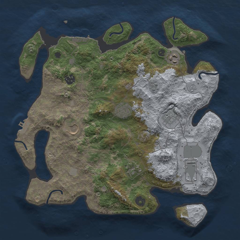Rust Map: Procedural Map, Size: 3500, Seed: 291258653, 15 Monuments