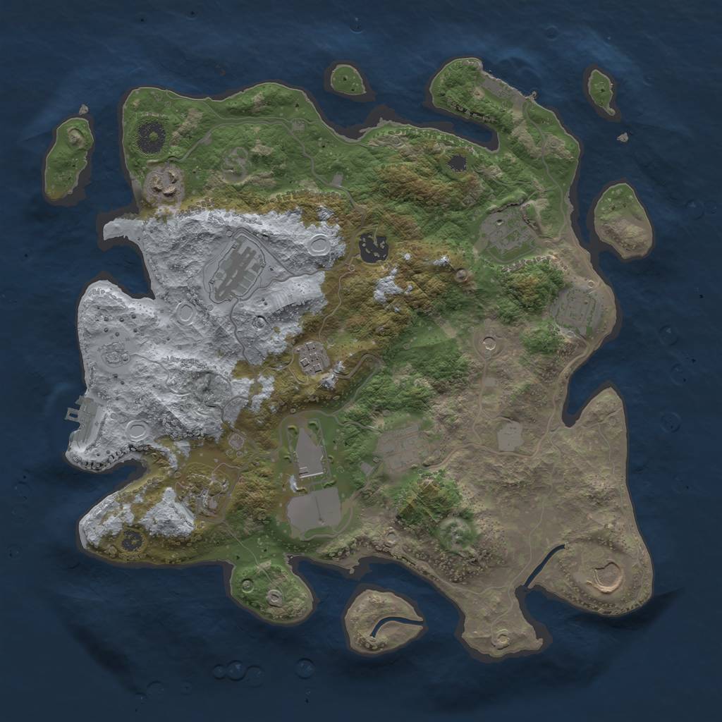Rust Map: Procedural Map, Size: 3500, Seed: 1416098697, 17 Monuments