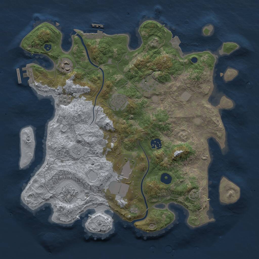 Rust Map: Procedural Map, Size: 3500, Seed: 57378989, 13 Monuments