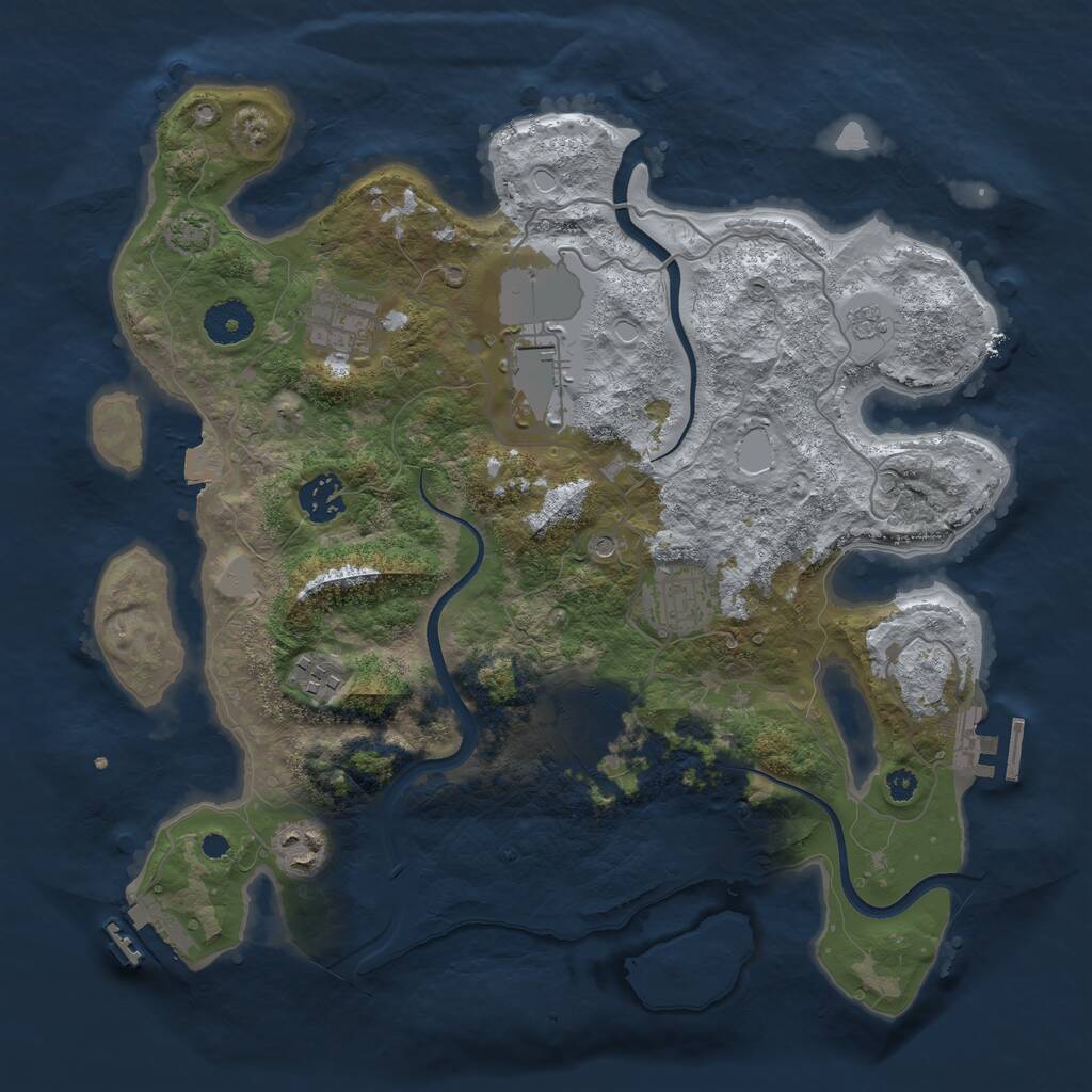 Rust Map: Procedural Map, Size: 3500, Seed: 1875858405, 13 Monuments