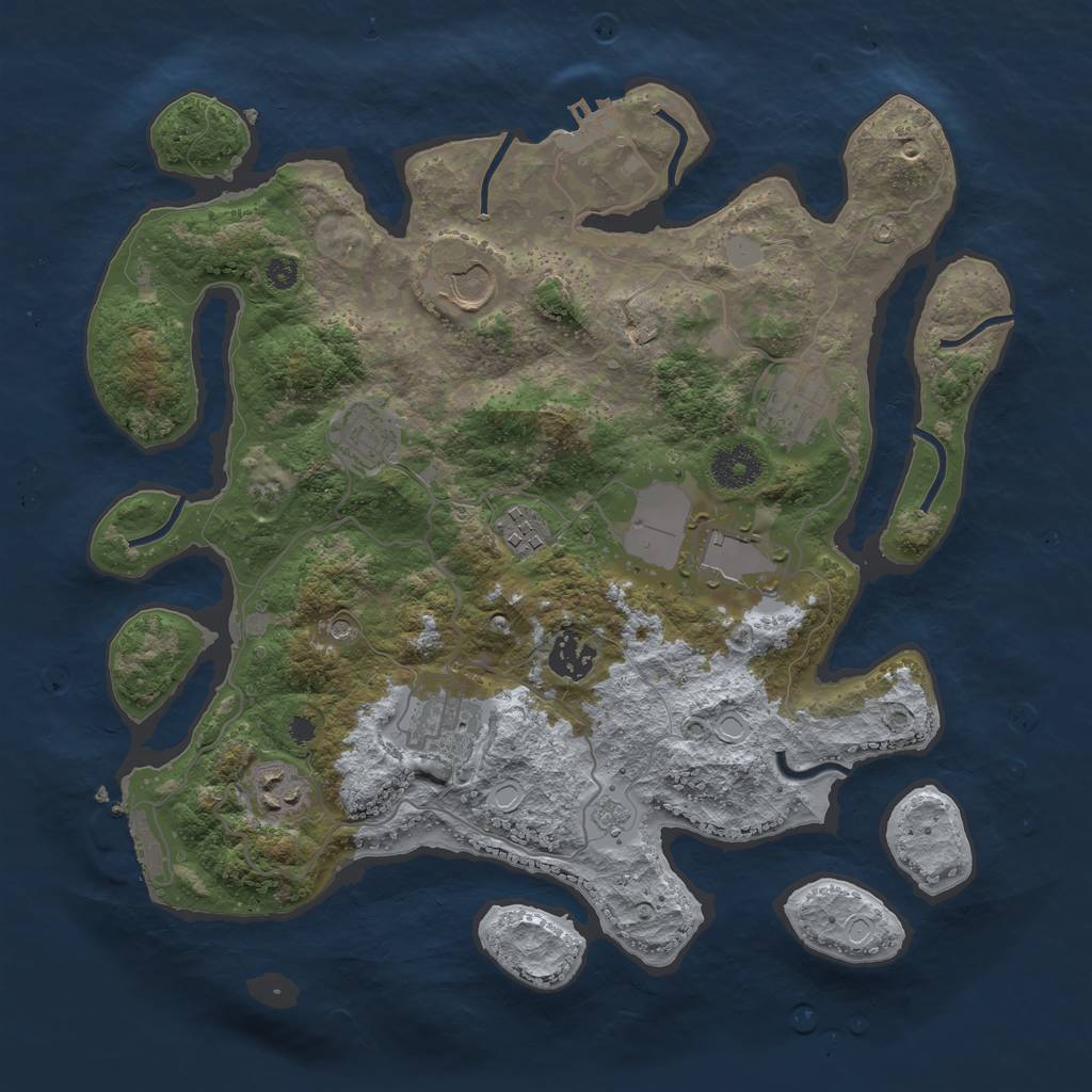 Rust Map: Procedural Map, Size: 3500, Seed: 97459424, 17 Monuments
