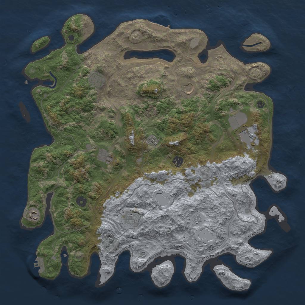 Rust Map: Procedural Map, Size: 4300, Seed: 364442, 16 Monuments