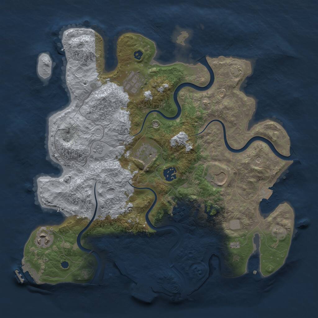 Rust Map: Procedural Map, Size: 3500, Seed: 1344567805, 12 Monuments