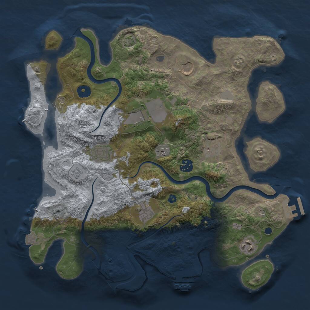 Rust Map: Procedural Map, Size: 3500, Seed: 129419380, 14 Monuments