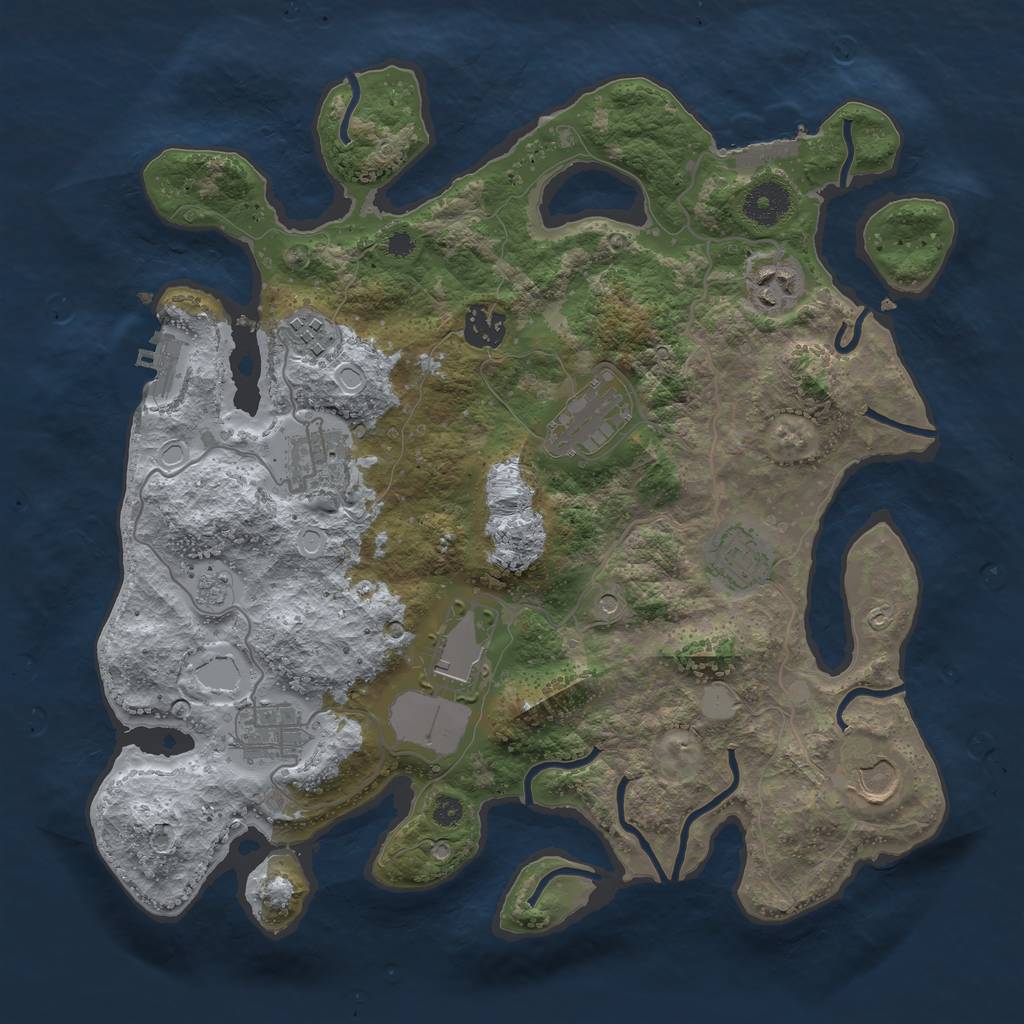 Rust Map: Procedural Map, Size: 3500, Seed: 30892, 18 Monuments