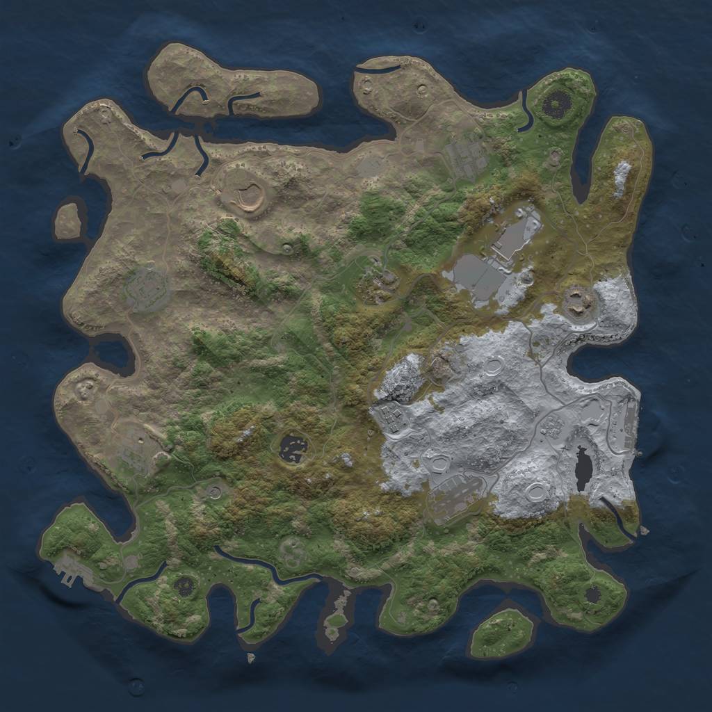 Rust Map: Procedural Map, Size: 3800, Seed: 927416, 19 Monuments