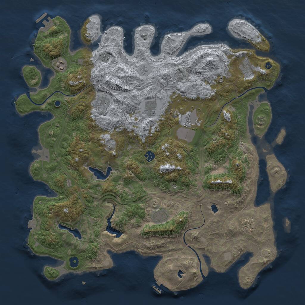 Rust Map: Procedural Map, Size: 4500, Seed: 705, 15 Monuments