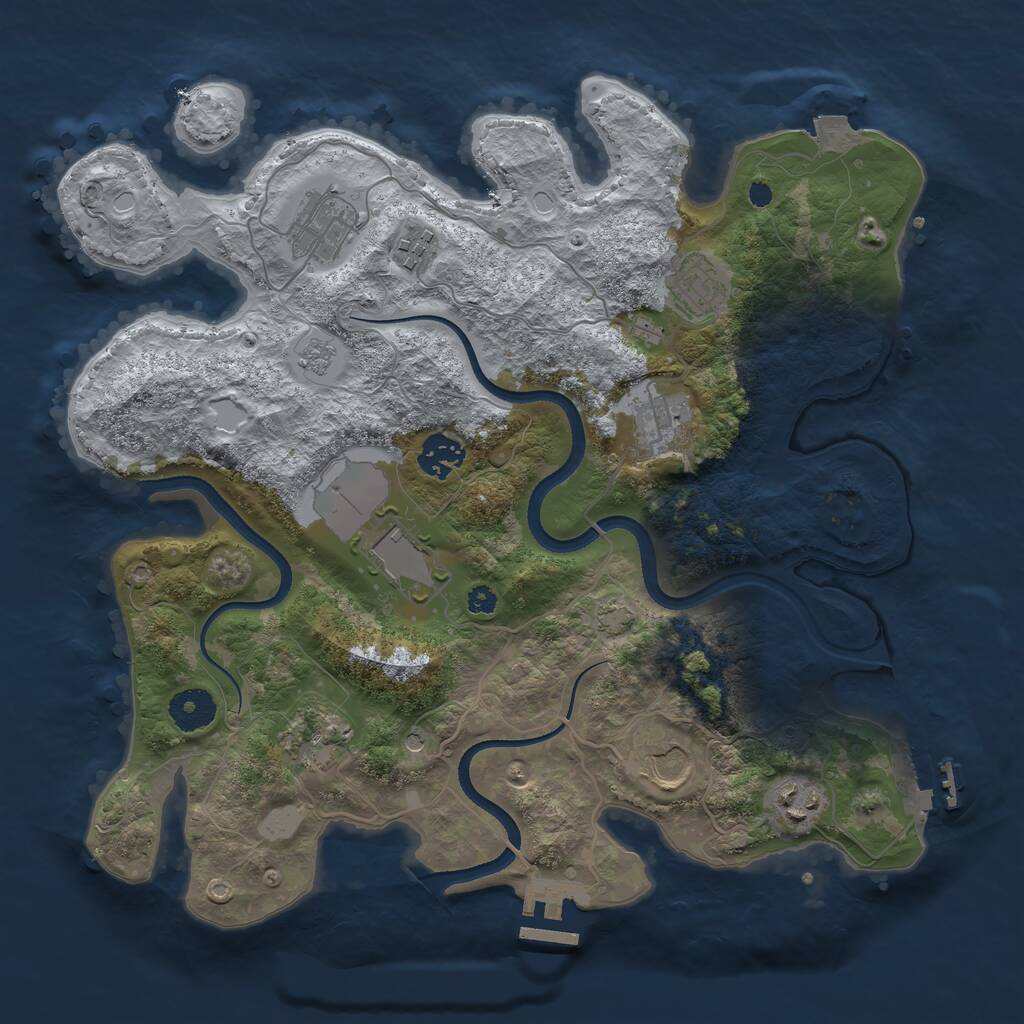 Rust Map: Procedural Map, Size: 3500, Seed: 441448123, 15 Monuments