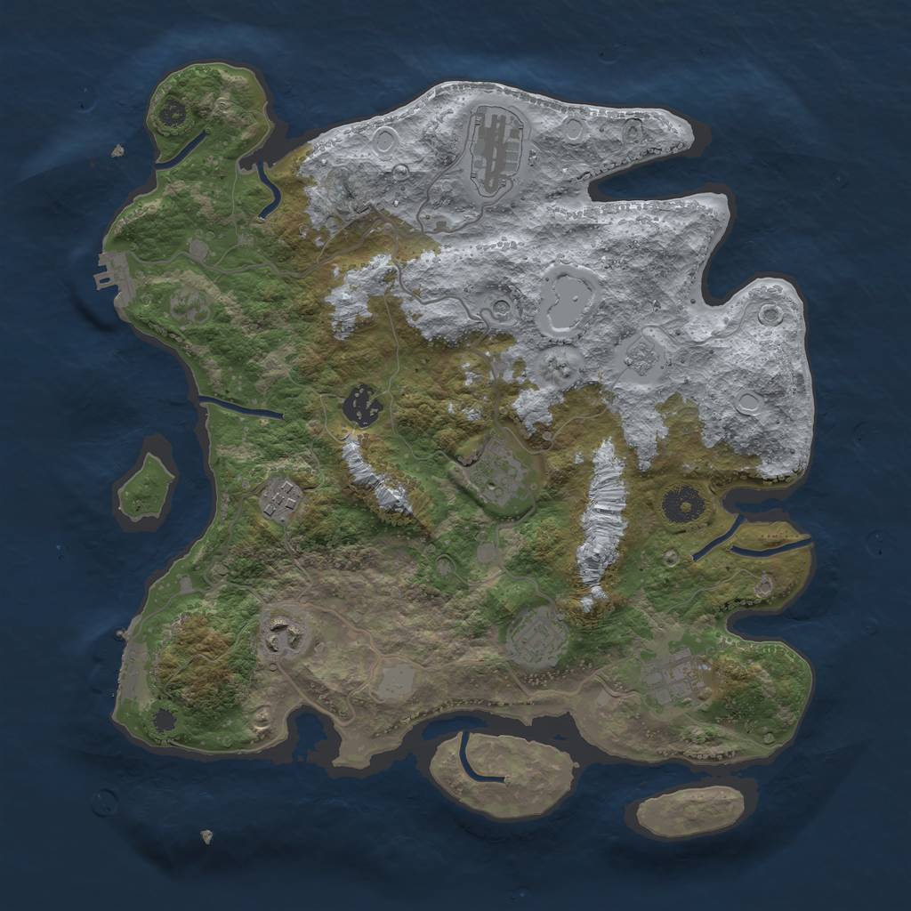 Rust Map: Procedural Map, Size: 3500, Seed: 561702775, 16 Monuments
