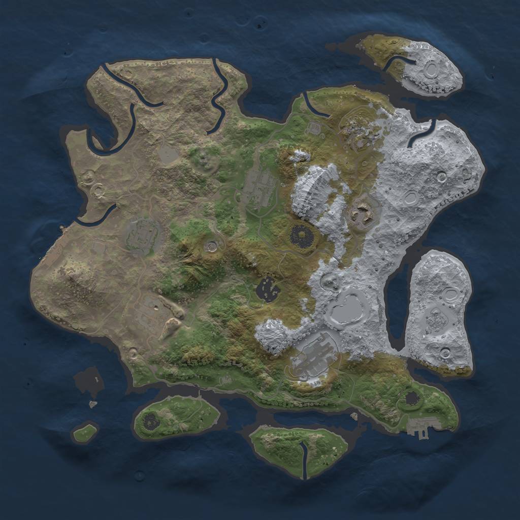 Rust Map: Procedural Map, Size: 3300, Seed: 1976163989, 14 Monuments