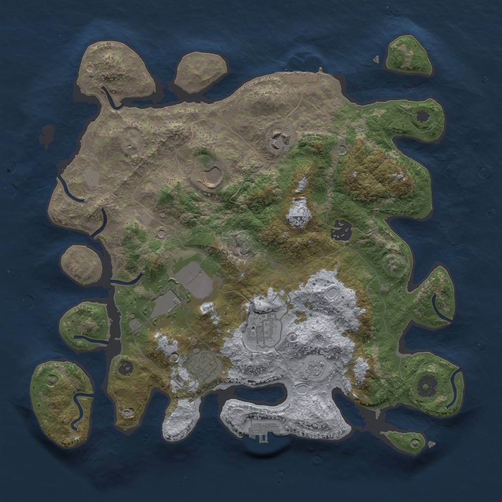 Rust Map: Procedural Map, Size: 3500, Seed: 1664281512, 15 Monuments