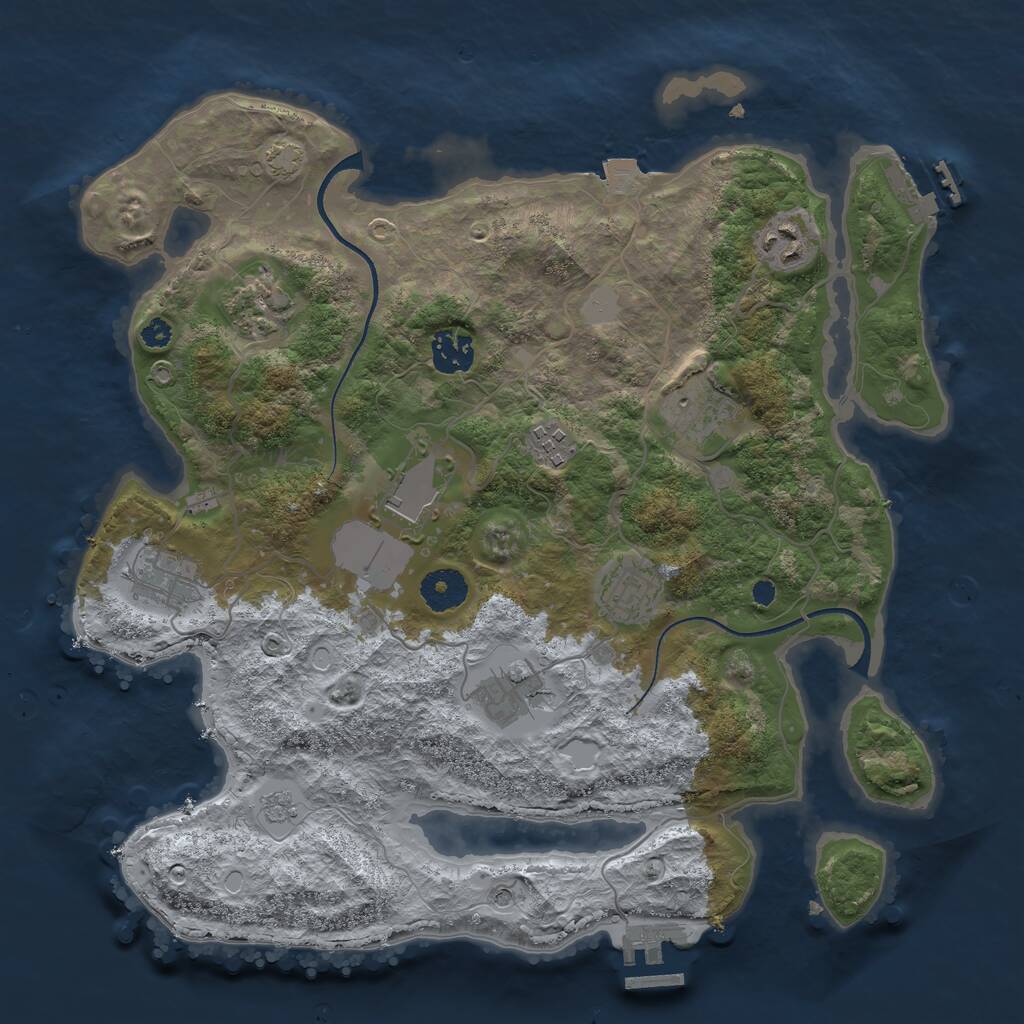 Rust Map: Procedural Map, Size: 3500, Seed: 855839972, 15 Monuments