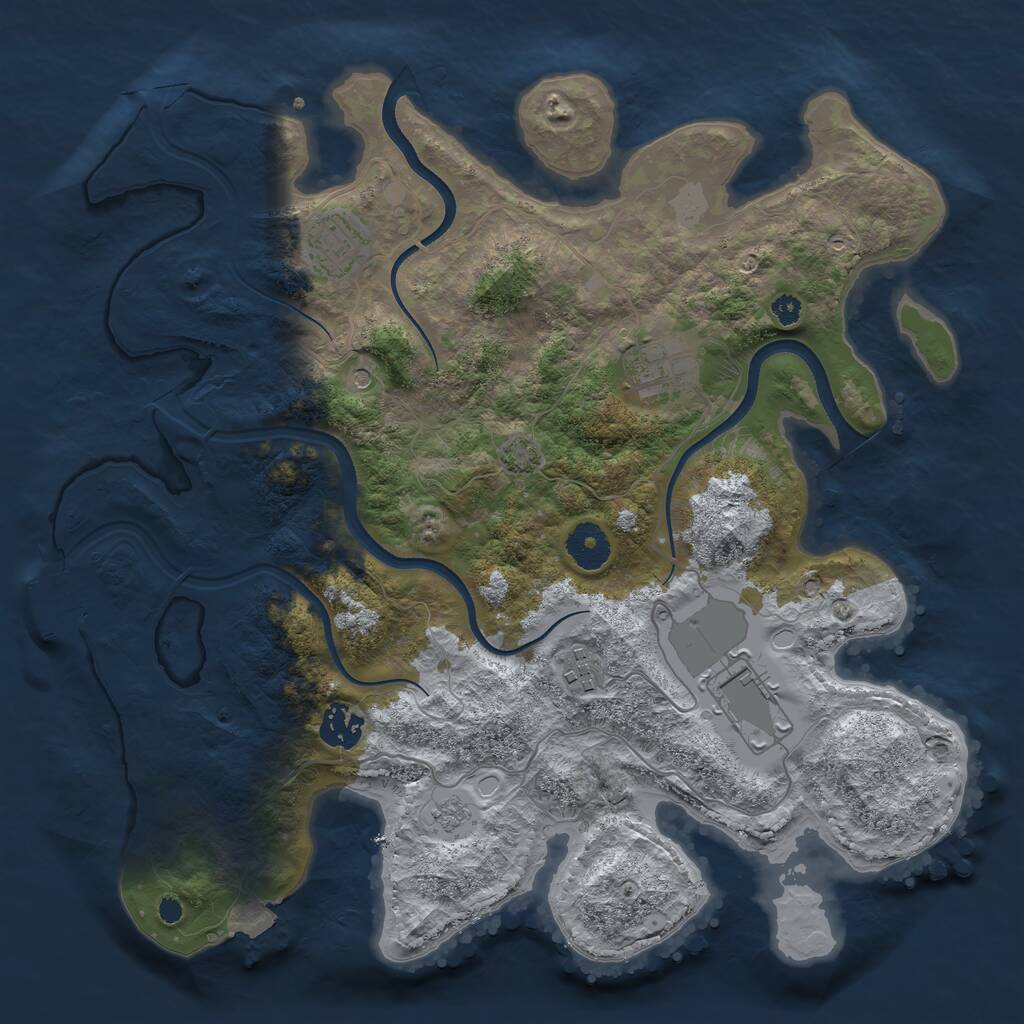 Rust Map: Procedural Map, Size: 3500, Seed: 716642272, 10 Monuments