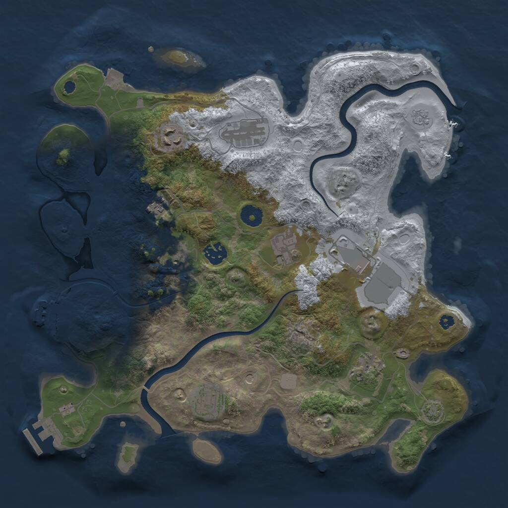 Rust Map: Procedural Map, Size: 3500, Seed: 500068, 15 Monuments