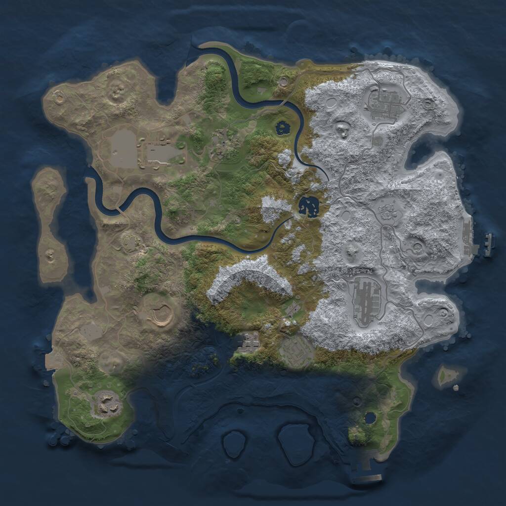 Rust Map: Procedural Map, Size: 3500, Seed: 21222, 15 Monuments