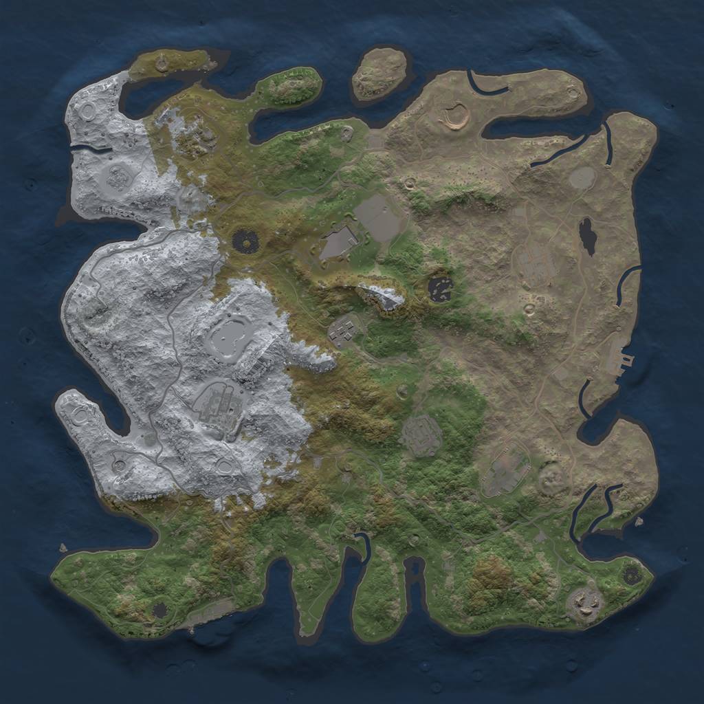 Rust Map: Procedural Map, Size: 4000, Seed: 36074345, 17 Monuments