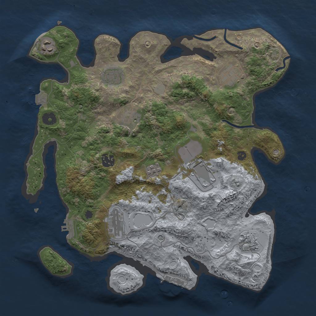 Rust Map: Procedural Map, Size: 3500, Seed: 544853257, 17 Monuments