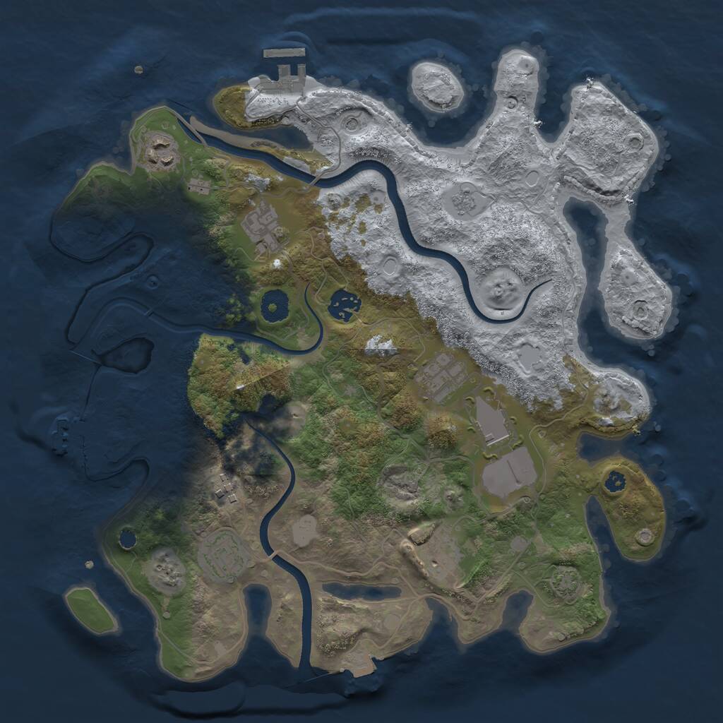 Rust Map: Procedural Map, Size: 3500, Seed: 41651293, 14 Monuments