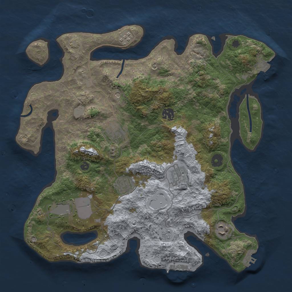 Rust Map: Procedural Map, Size: 3500, Seed: 524371196, 15 Monuments