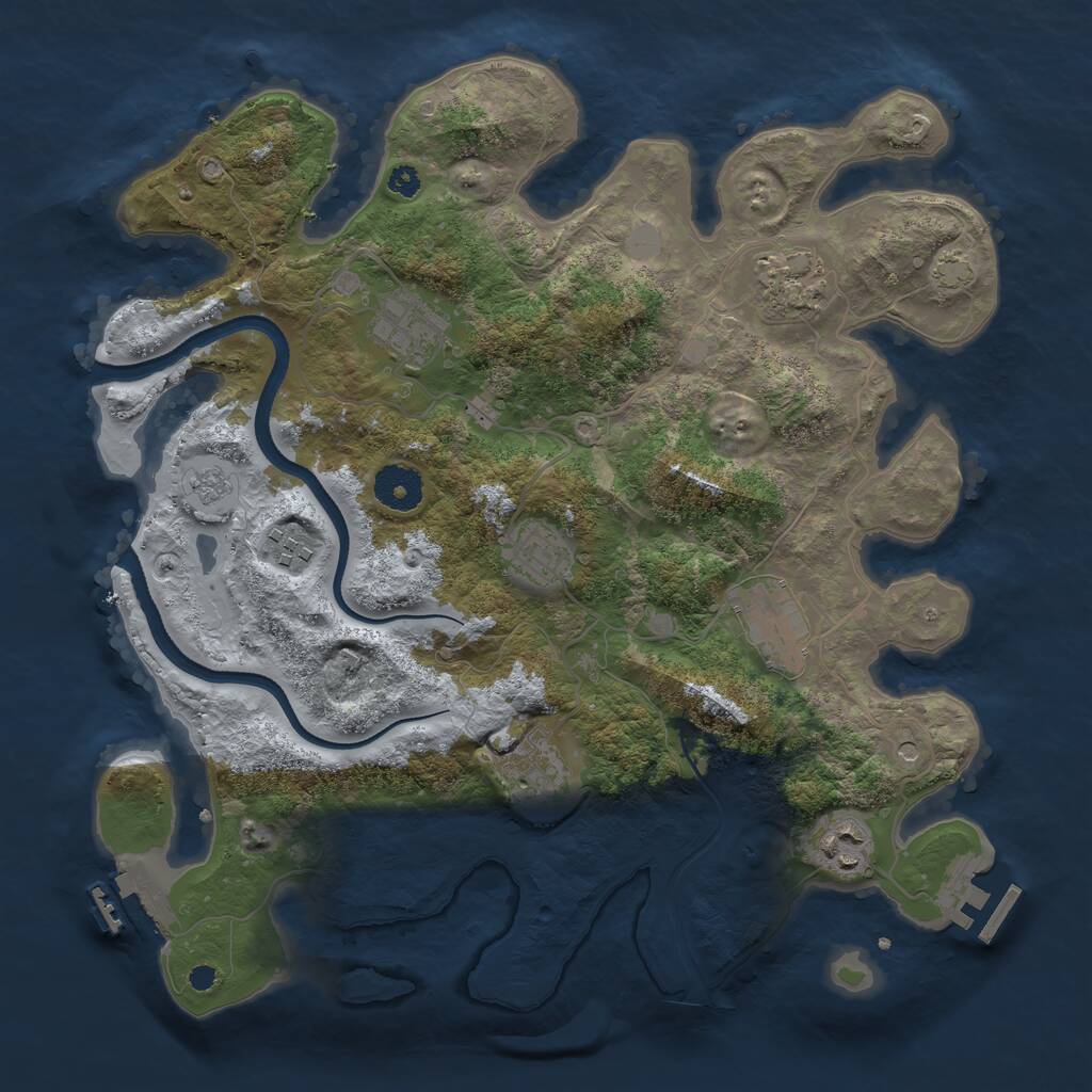 Rust Map: Procedural Map, Size: 3450, Seed: 69953699, 13 Monuments
