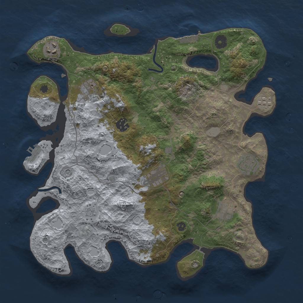 Rust Map: Procedural Map, Size: 3499, Seed: 644936945, 16 Monuments