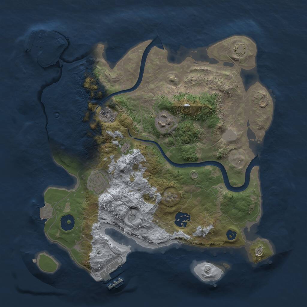 Rust Map: Procedural Map, Size: 3000, Seed: 42789959, 9 Monuments