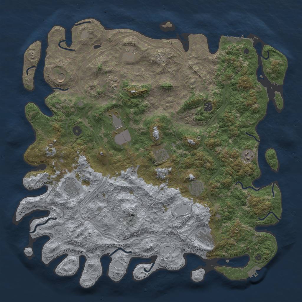 Rust Map: Procedural Map, Size: 4800, Seed: 1418481808, 20 Monuments
